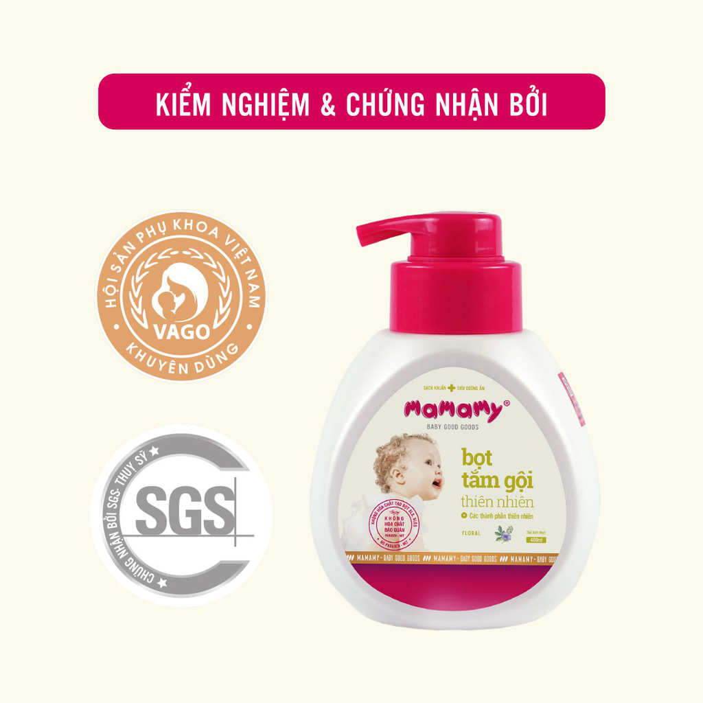 Bọt Tắm Gội Mamamy an toàn cho da bé, hương Floral 200ml/túi - Combo 2 túi