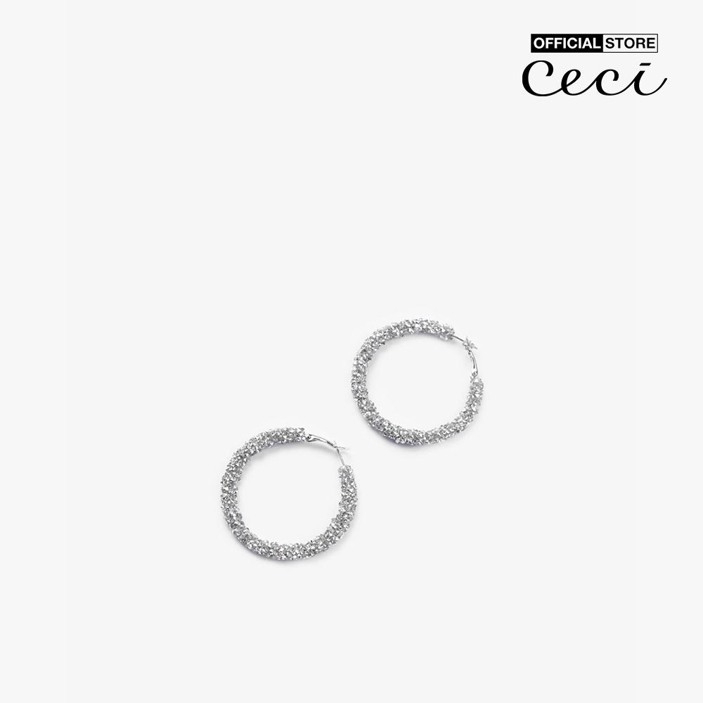 CECI - Khuyên tai nữ khoen tròn bản to đính đá thời trang CC1-07000129