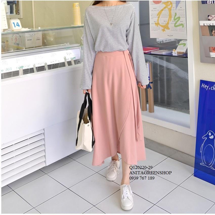 Q120220 CHÂN VÁY CHỮ A ĐẮP CHÉO