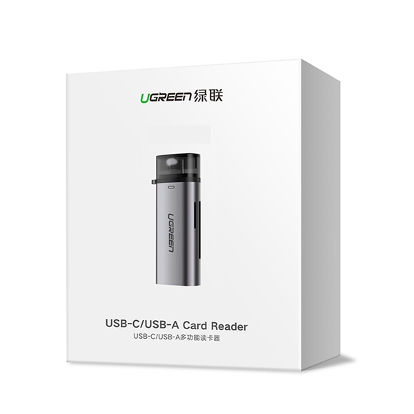 Đầu đọc thẻType C (TF/SD/CF/MS）3.0  Chuẩn: USB-C，USB 3.1Gen 1  Ugreen -50704 Hàng chính hãng