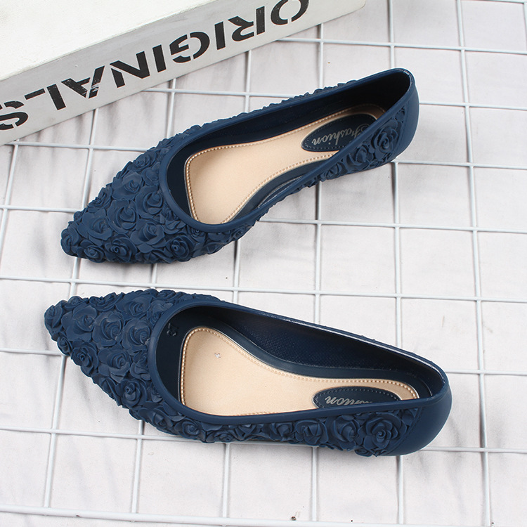 Giầy nhựa Vintage hoa hồng chịu nước dễ thương GN25