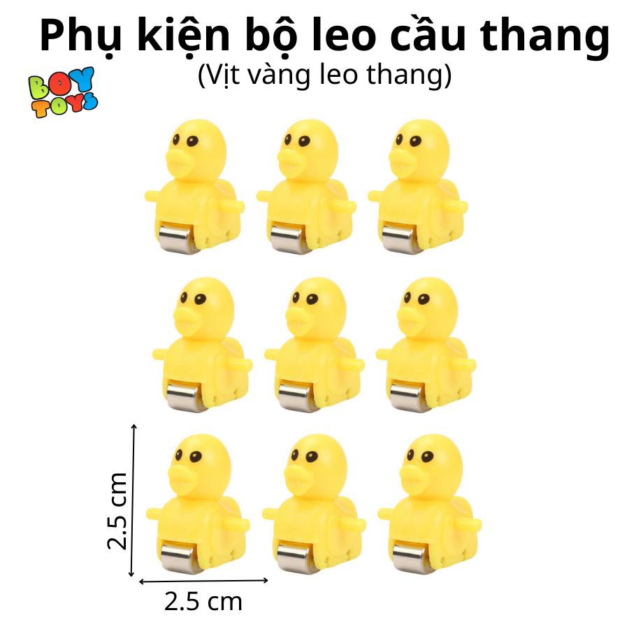 Đồ chơi vịt vàng leo cầu thang có nhạc và đèn vui nhộn, tặng kèm pin, mua thêm được nhiều vịt