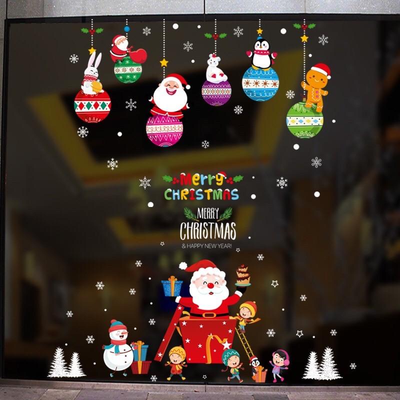 COMBO Decal trang trí Noel - Rèm bong bóng phối noel quà