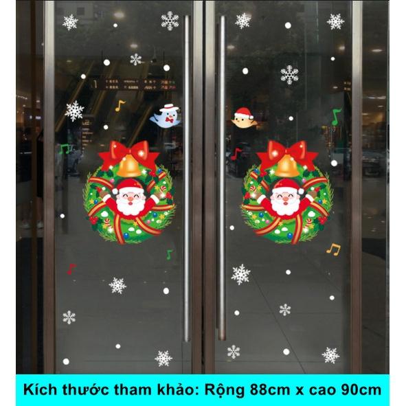 Decal trang trí Noel Hít Tĩnh Điện 2 mặt - VÒNG GIÁNG SINH NHIỀU MẪU