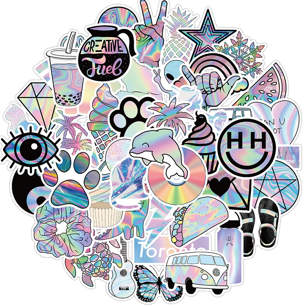 Sticker decal gradient dán laptop , điện thoại hình dán trang trí vali ván trượt, mũ bảo hiểm, bình nước