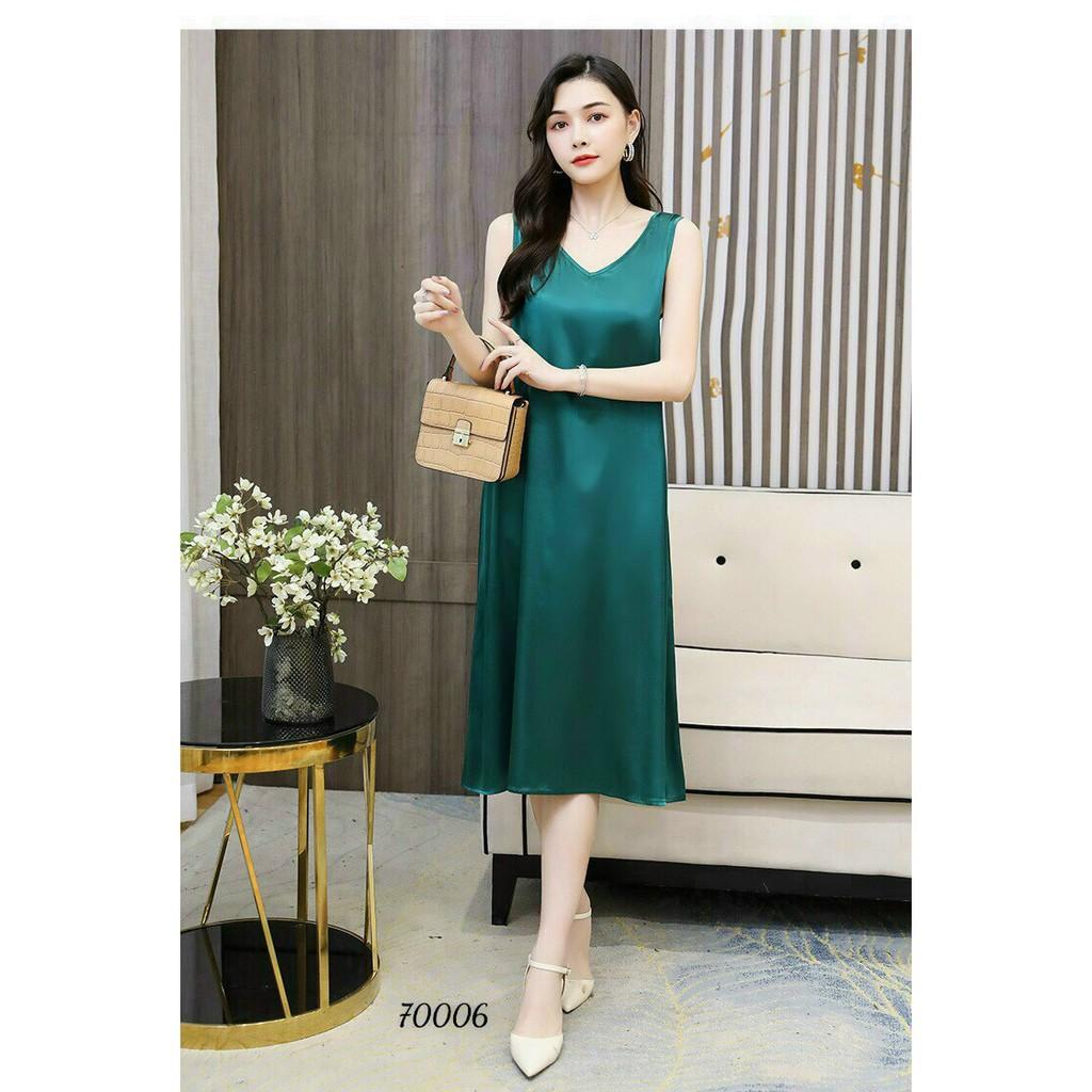 ĐẦM SATIN HỌA TIẾT TRƠN NHƯNG KHÔNG KÉM PHẦN SANG TRỌNG