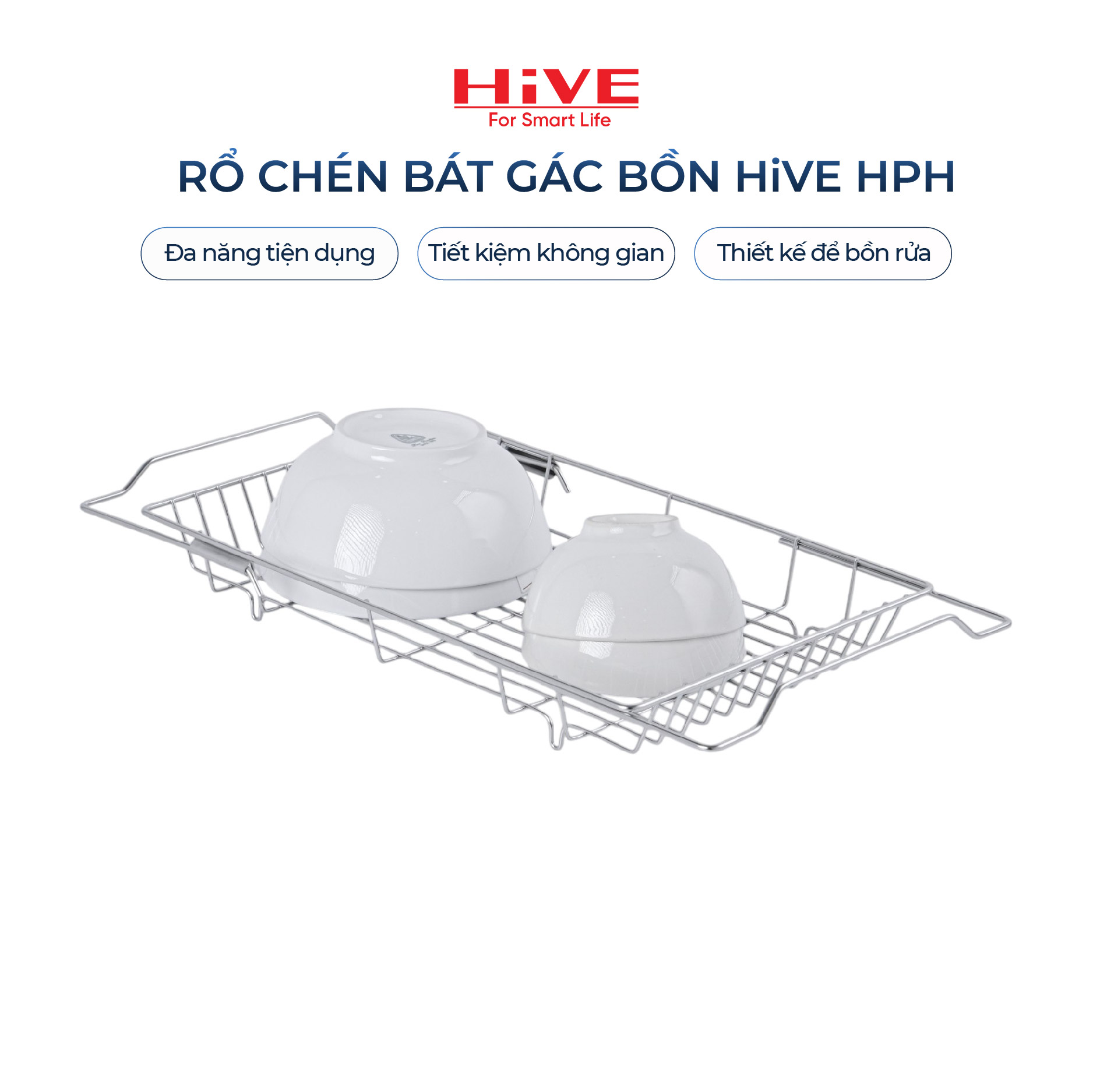 Kệ Để Đồ Gác Ngang Bồn Rửa Bát (HPH-SQUARE SLIDE SINK RACK) Cao Cấp.