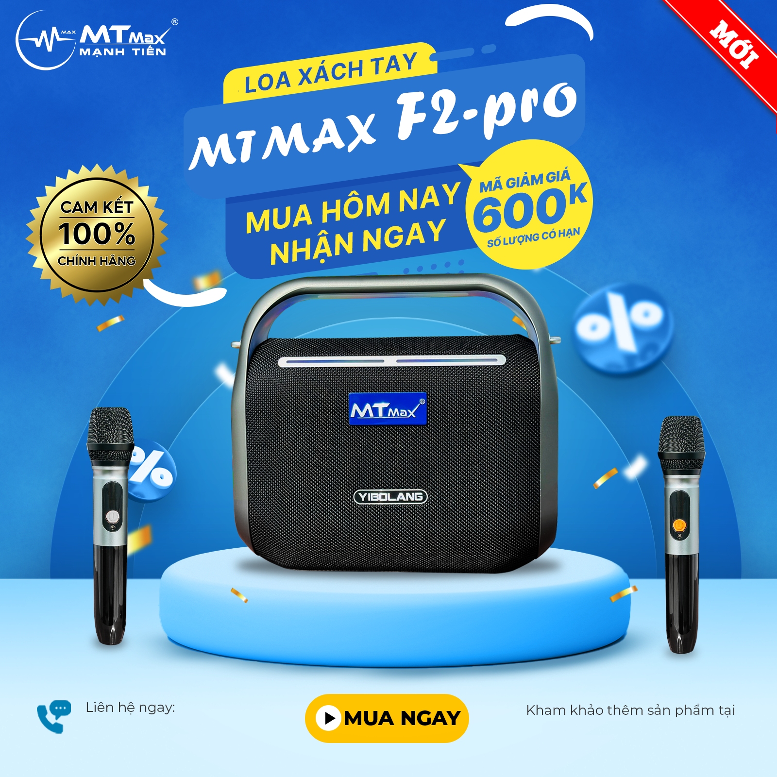 HÀNG CHÍNH HÃNG | Loa Xách Tay YIBOLANG F2 Pro - Công Suất 160W, Âm Thanh Đánh Cực Khủng, Tặng Kèm 2 Micro Không Dây Và Phụ Kiện Dây Đeo Chéo, Bảo Hành 12 Tháng