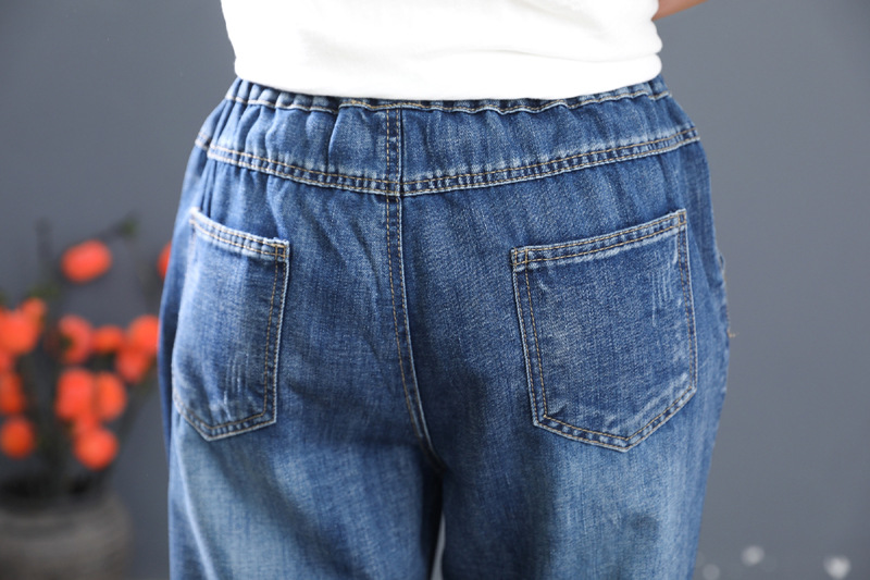 Quần jean bò baggy thêu hoa dây dễ thương QB35