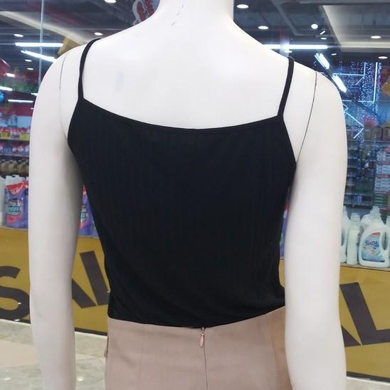 Áo 2 dây ren cổ- Sooyoung- Chất liệu Thun gân cotton co giãn thoải mái, Thấm hút mồ hôi
