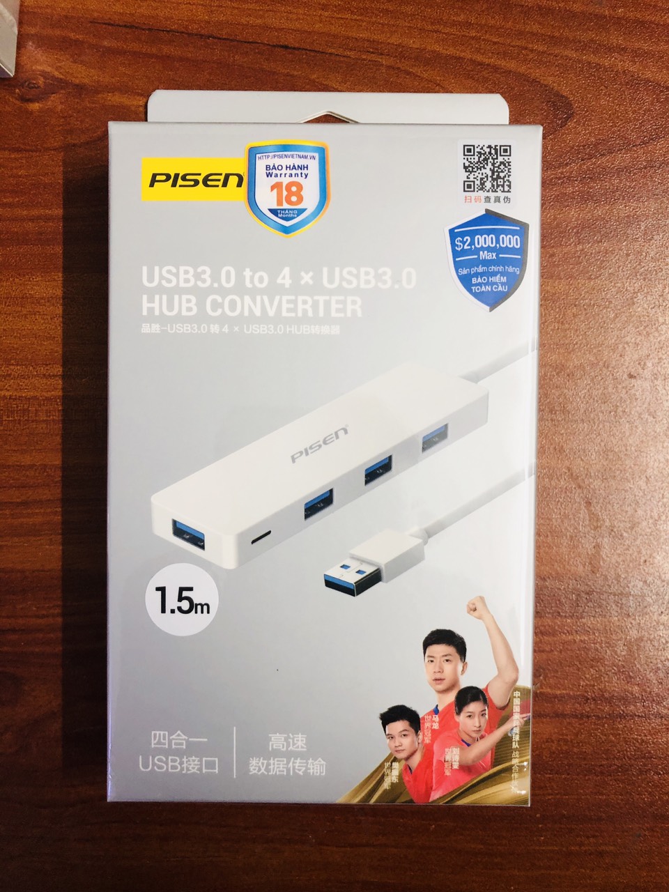 Bộ chuyển đổi Pisen Hub USB3.0 1.5m (Từ 1 cổng USB ra 4 cổng USB ) -PSPKK0047 -  Hàng Chính Hãng