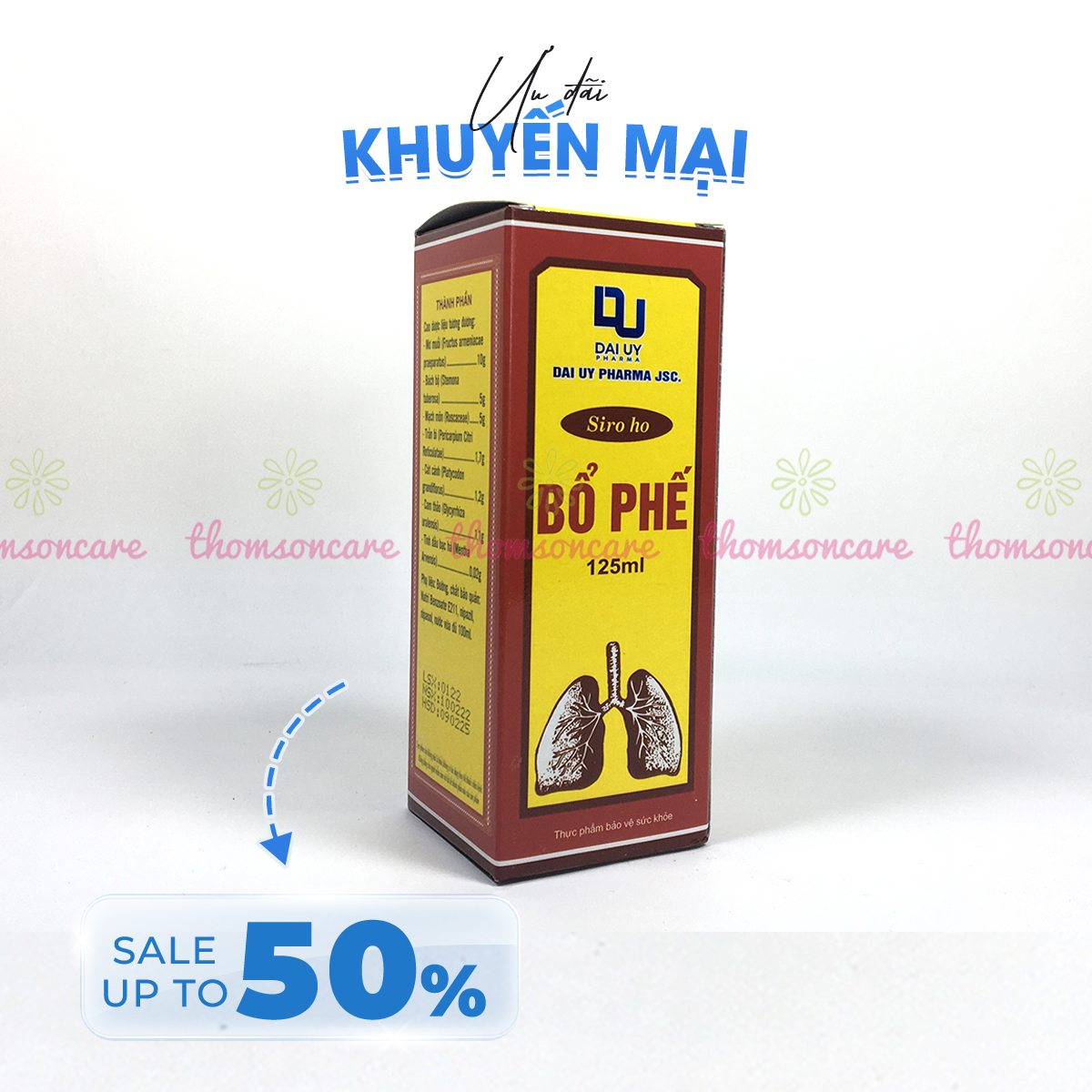 Siro ho bổ phế Đ.Y chai 125ml - Giảm ho, ngứa rát cổ họng, khàn tiếng, bổ phổi từ thảo dược