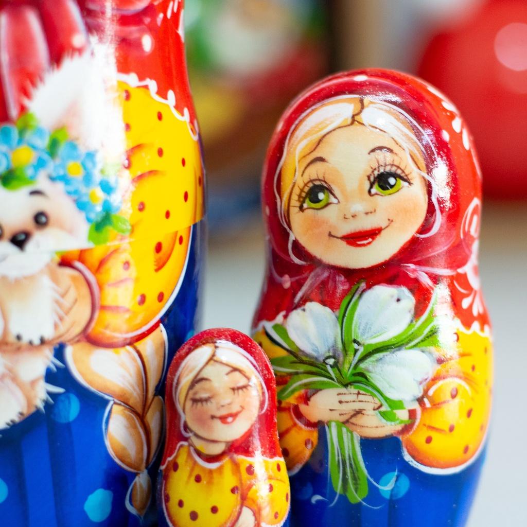 BỘ BÚP BÊ NGA MATRYOSHKA 5 LỚP 18CM "MISA ÔM THÚ CƯNG" CỰC ĐẸP VÀ DỄ THƯƠNG