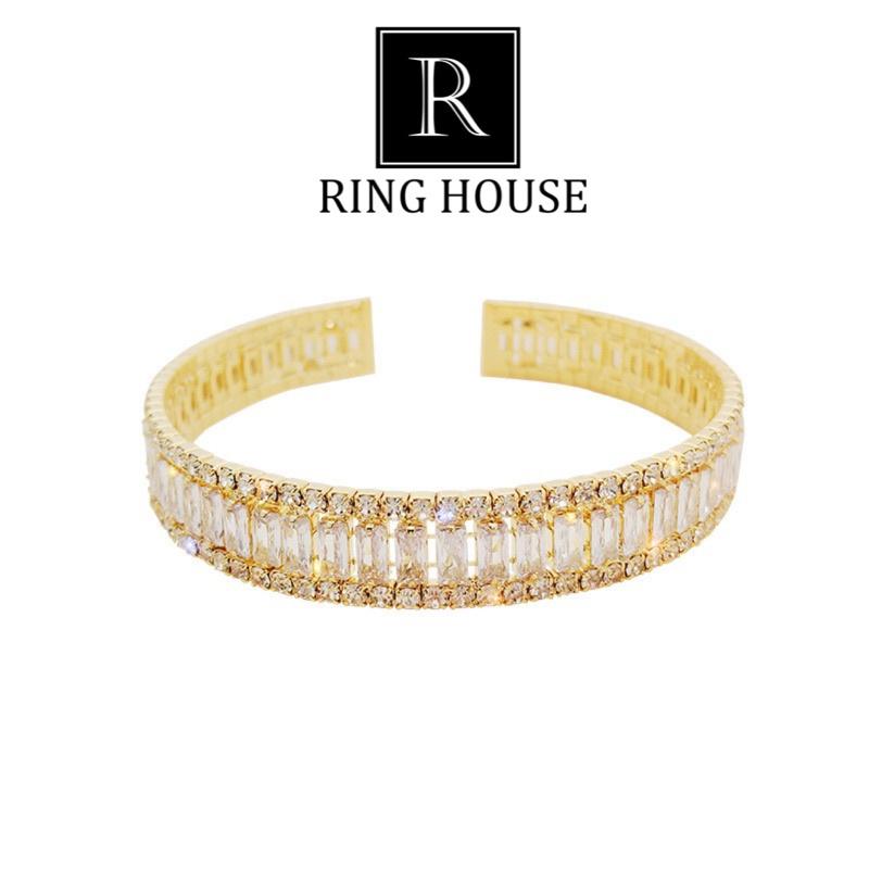 Vòng Tay Lắc Tay Nữ Titan Không Đen Gỉ Đính Đá Sáng Sang Trọng Đẹp Ring House