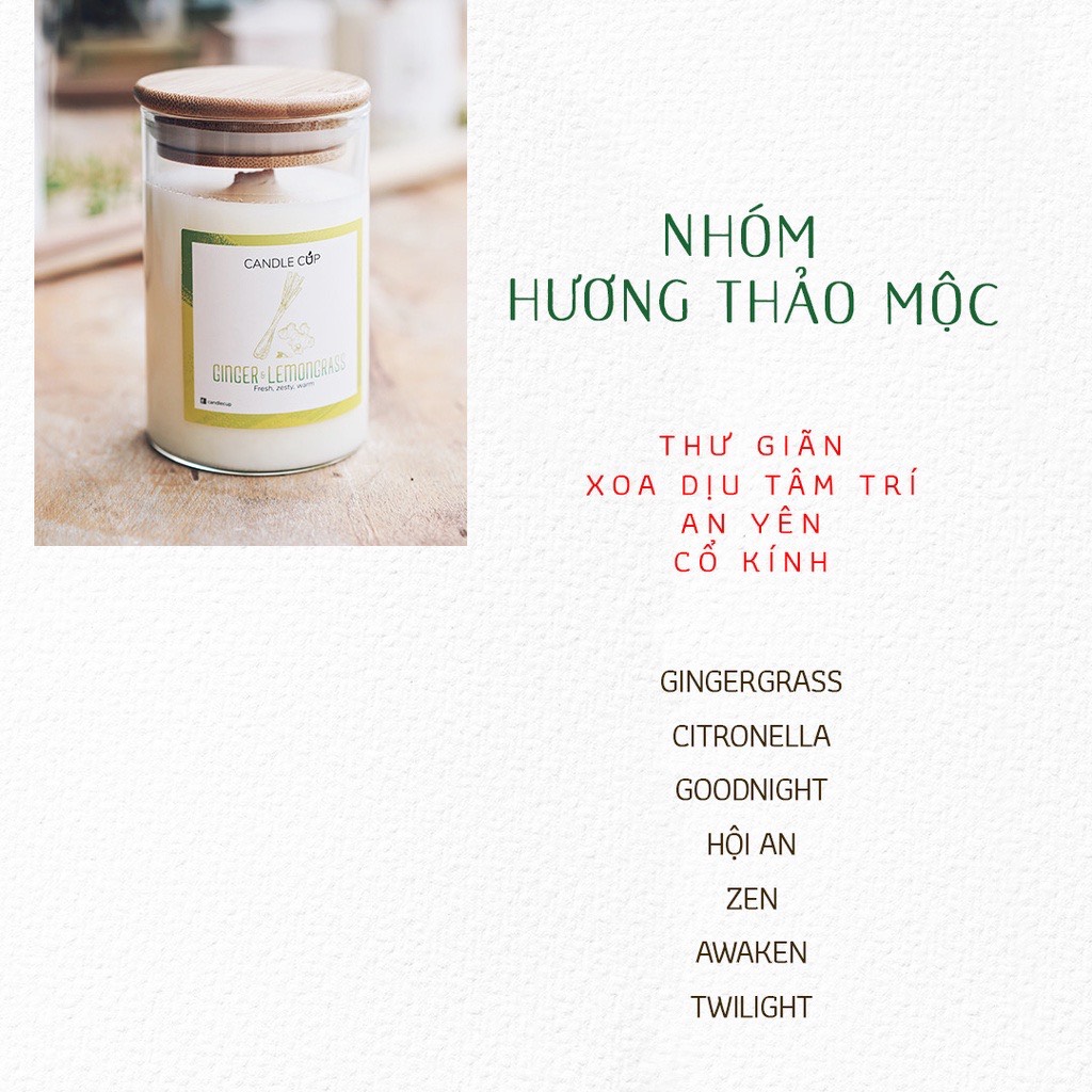 Nến thơm tinh dầu cao cấp không khói an toàn Candle Cup - ADORE - S - 100G (KG NẮP)