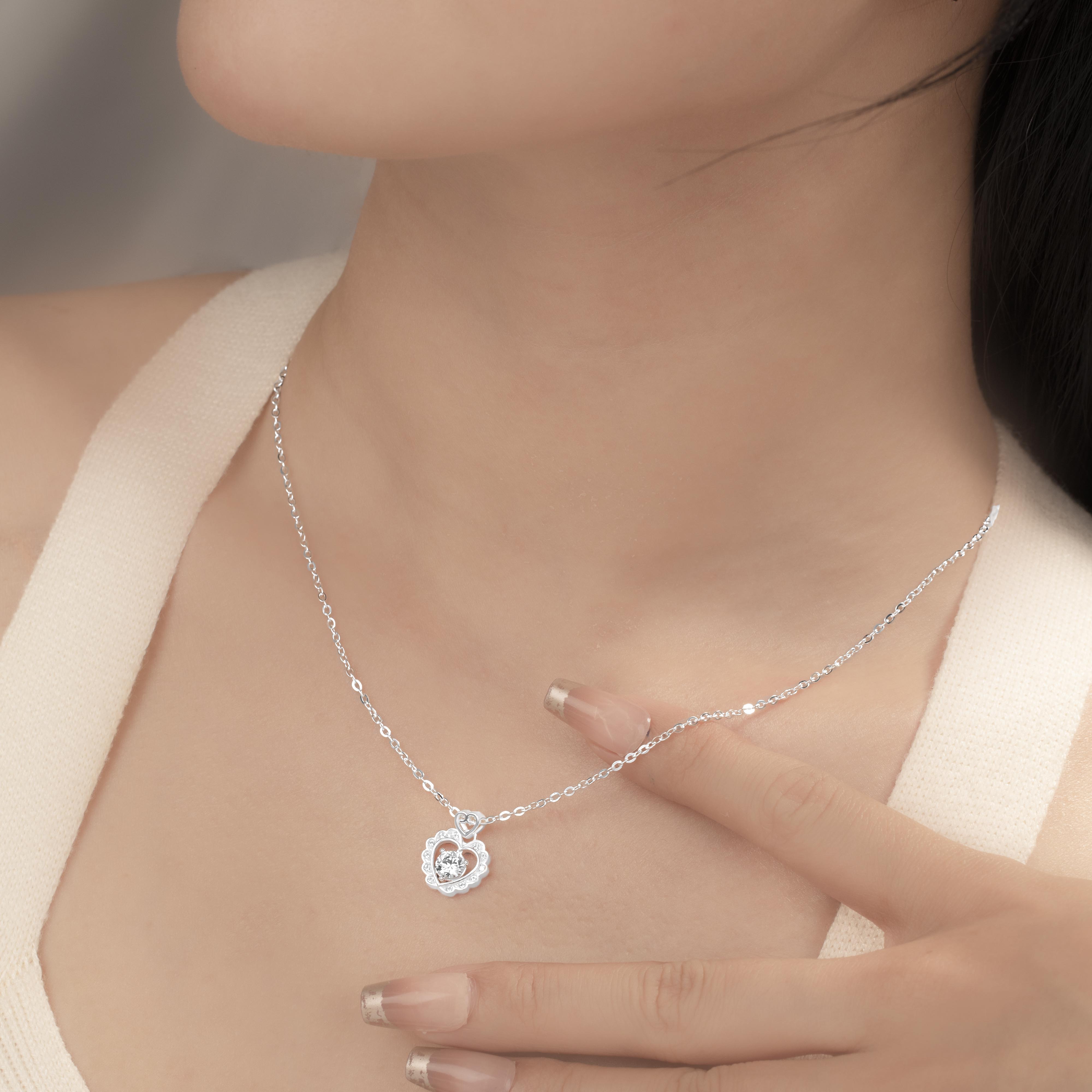 Dây Chuyền Nữ Mặt Trái Tim Bạc 925 ADJ Jewelry Cao Cấp - SD54113