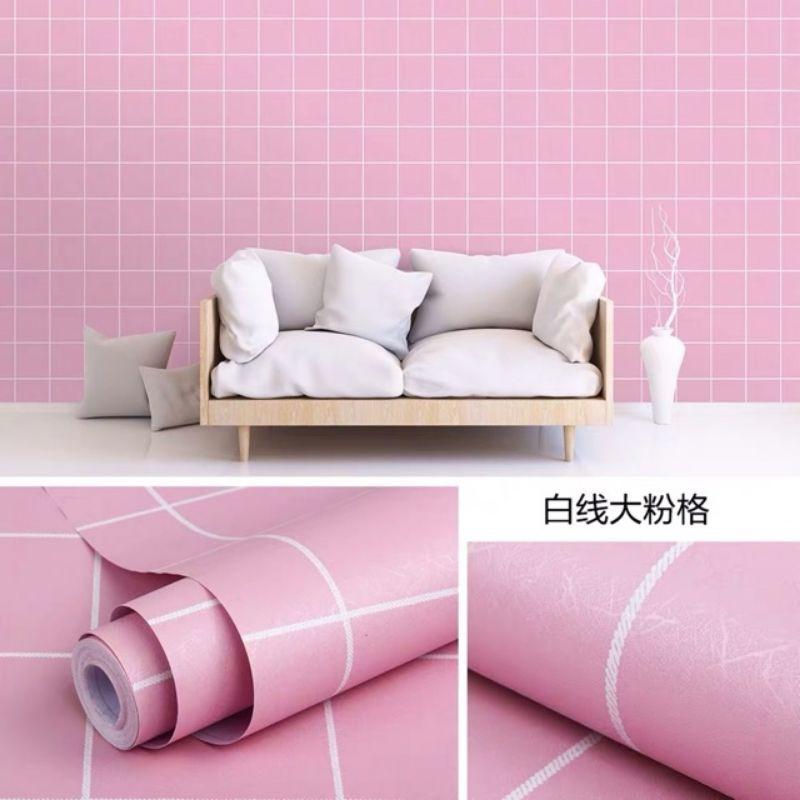 10m giấy dán tường kẻ ô vuông phong cách hàn quốc khổ 45cm.