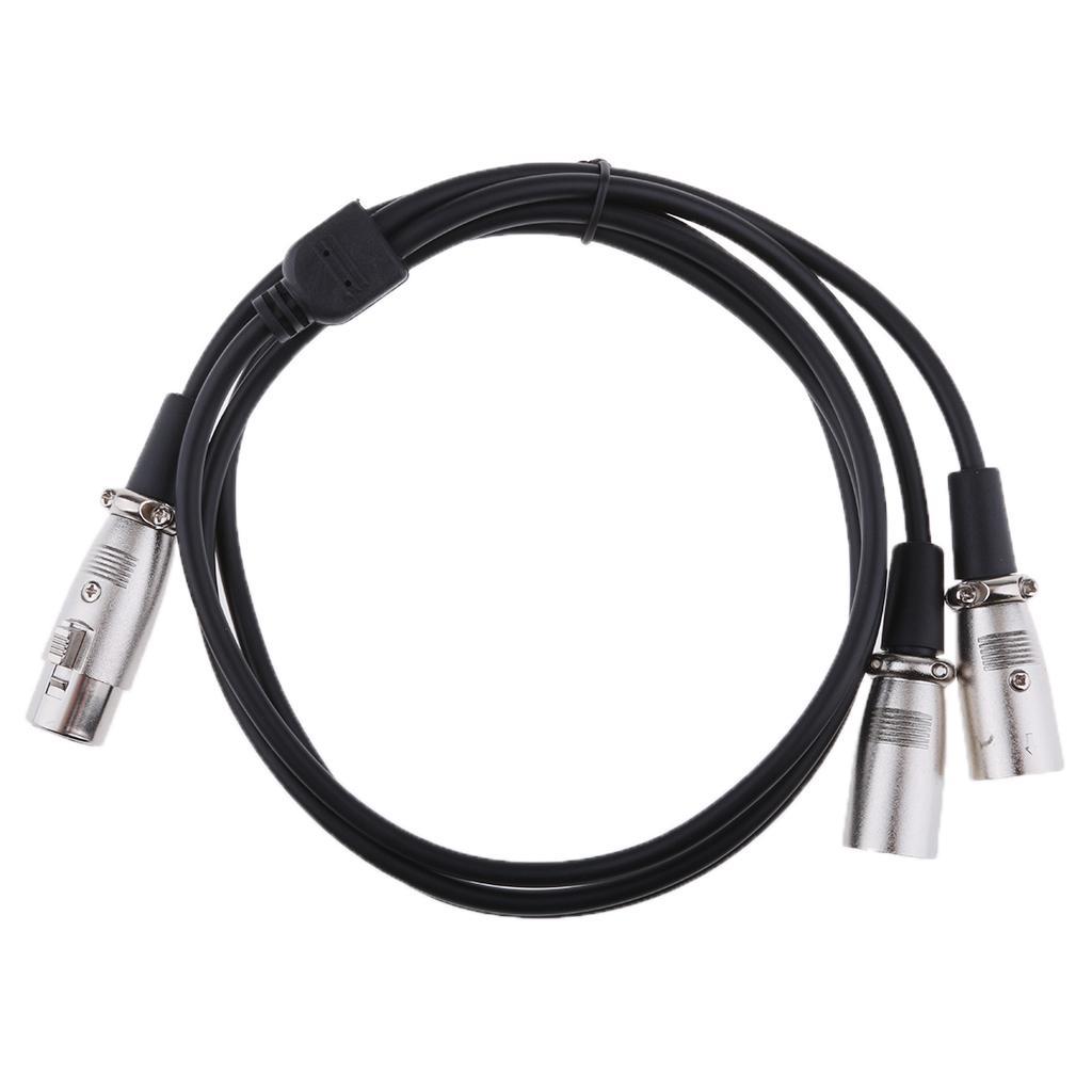 Balanced Microphone Patch Y Cable Cords - XLR Female to Dual XLR Male 3 Pin