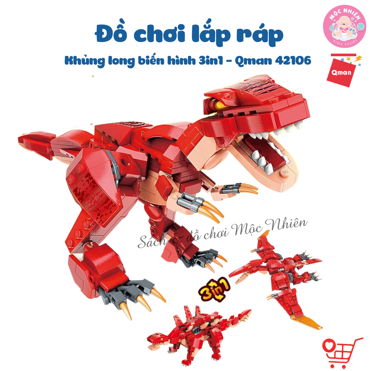 Đồ Chơi Lắp Ráp Khủng Long Qman 42106 Khủng Long Biến Đổi Dành Cho Bé Trai Trên 6 Tuổi
