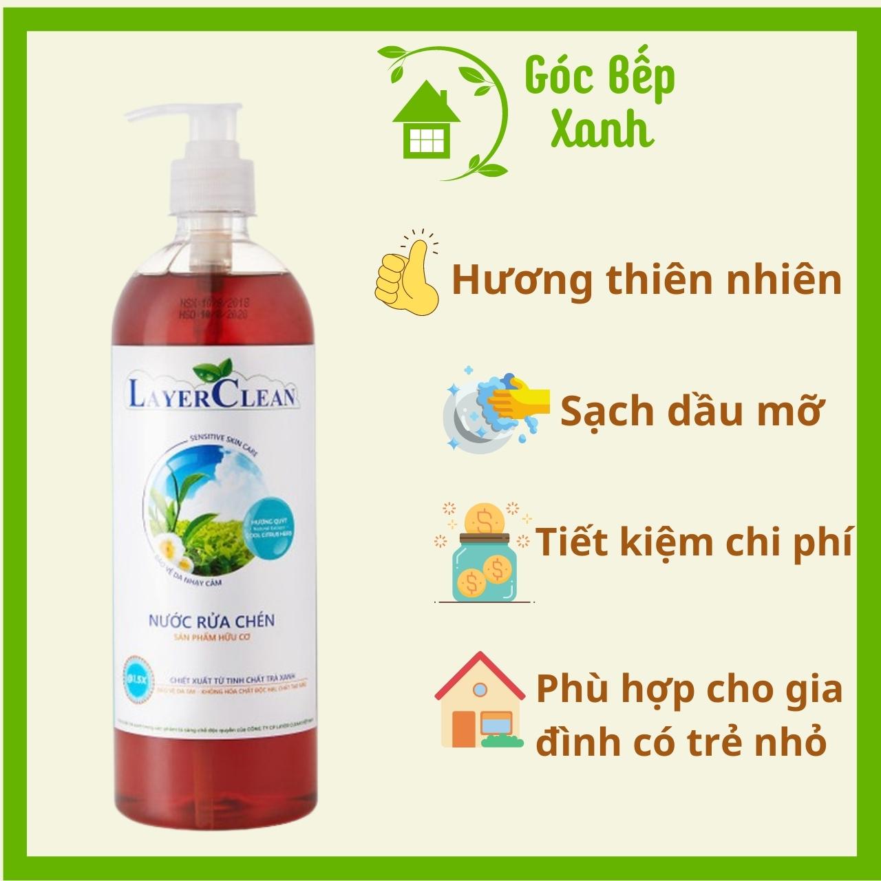 Nước Rửa Chén Hữu Cơ Layer Clean - Hương Quýt, Thể Tích: 800ml