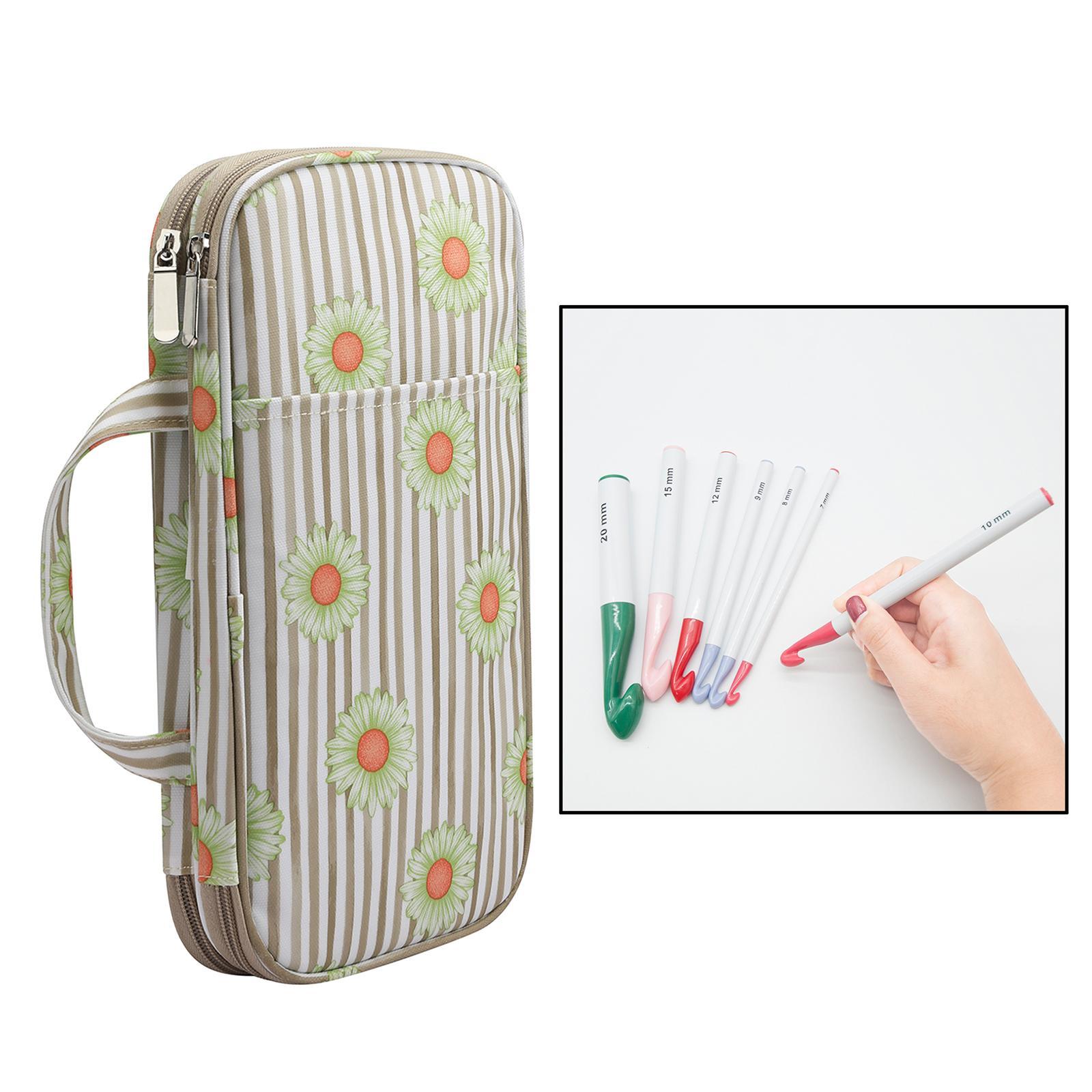 Crochet Case Zipper Storage Organizer Bag for Crochet  Tools Green