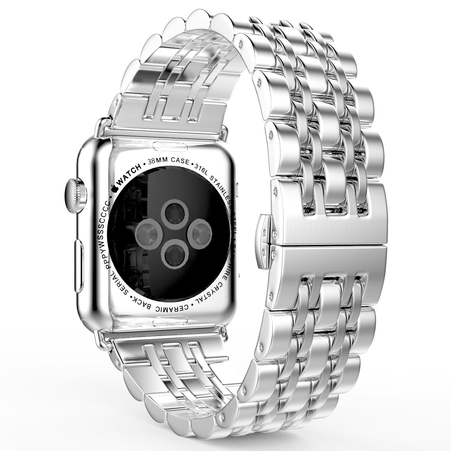 Dây đồng hồ dành cho Apple Watch, Dây mắt xích viền thép không gỉ cho Apple Watch