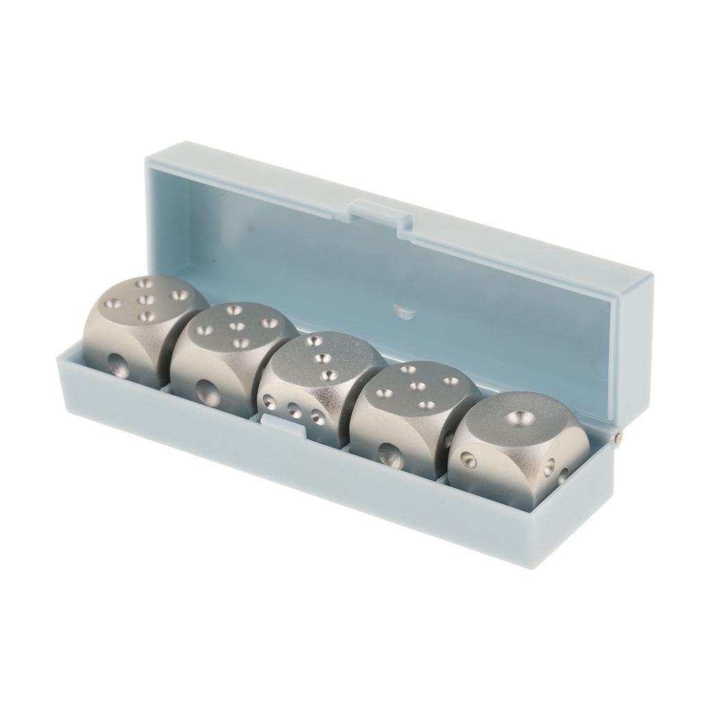 5pcs/set Aluminum Alloy Metal Silver Cube Dice Gift Role Play Games, Lightweight, durable and portable
