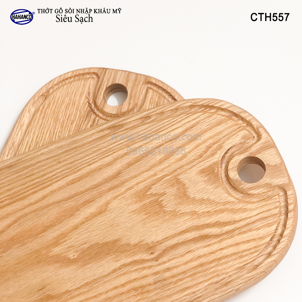 Thớt cỡ lớn gỗ Sồi Mỹ (OAK) có rãnh bao quanh tiện dụng (CTH557) hàng Xuất Khẩu Châu Âu - khay bánh mì/trái cây/ bít tết/ pizza/ phụ kiện chụp ảnh, bày món ăn trong nhà hàng - Sang trọng trên bàn ăn - HAHANCO