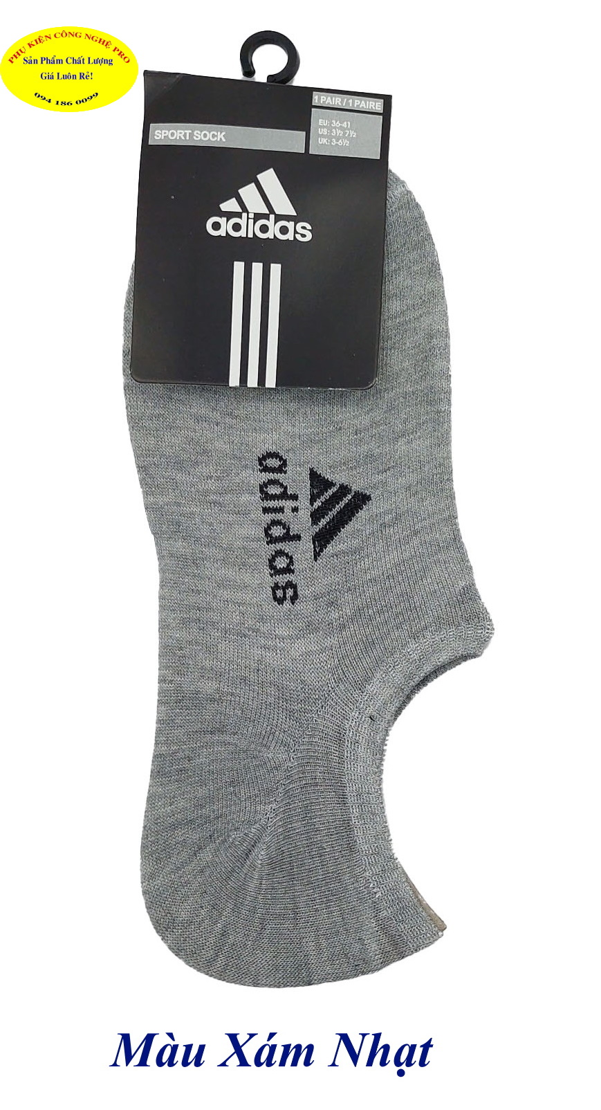 Tất Vớ lười Nam In chữ adidas Chất liệu thun cotton co giãn, Thấm hút mồ hôi, Bảo vệ đôi chân Sport sock