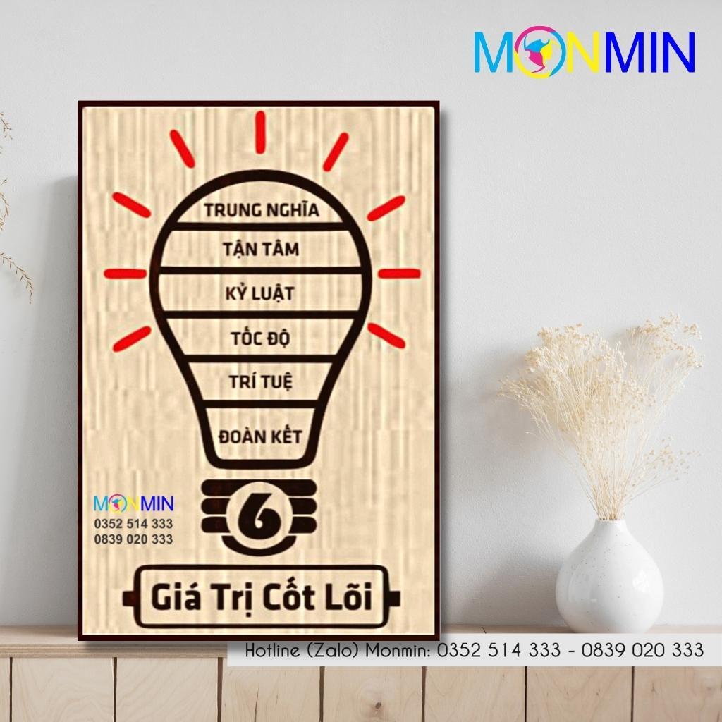 Tranh gỗ slogan tạo động lực Monmin M137 - Giá Trị Cốt Lõi