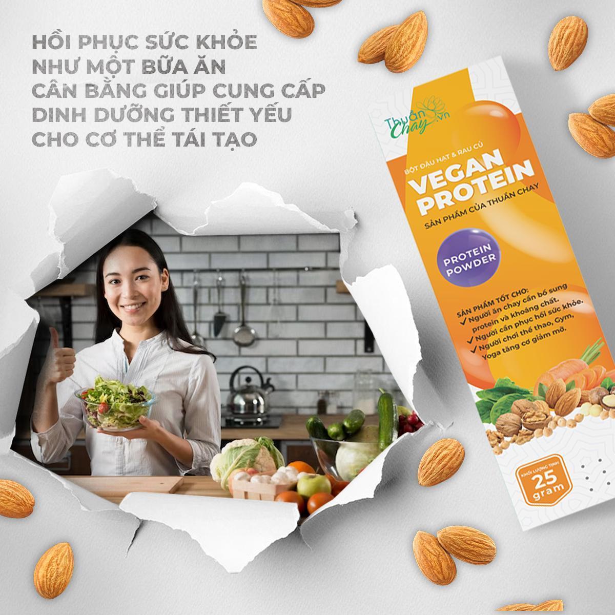 VEGAN PROTEIN - BỘT NGŨ CỐC ĐẬU HẠT RAU CỦ (KHÔNG ĐẬU NÀNH) (5 gói/hộp 125g)