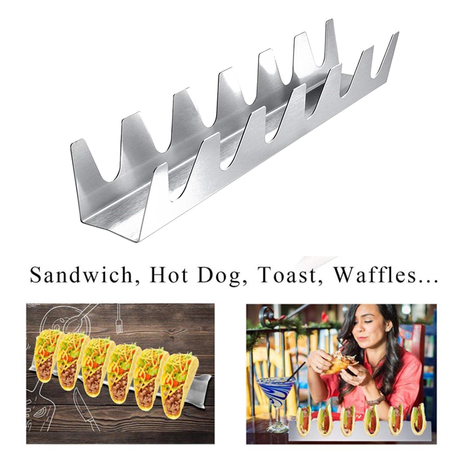 Stainless Steel Taco Holder Stand Server for Mexican Pancakes Tortillas
