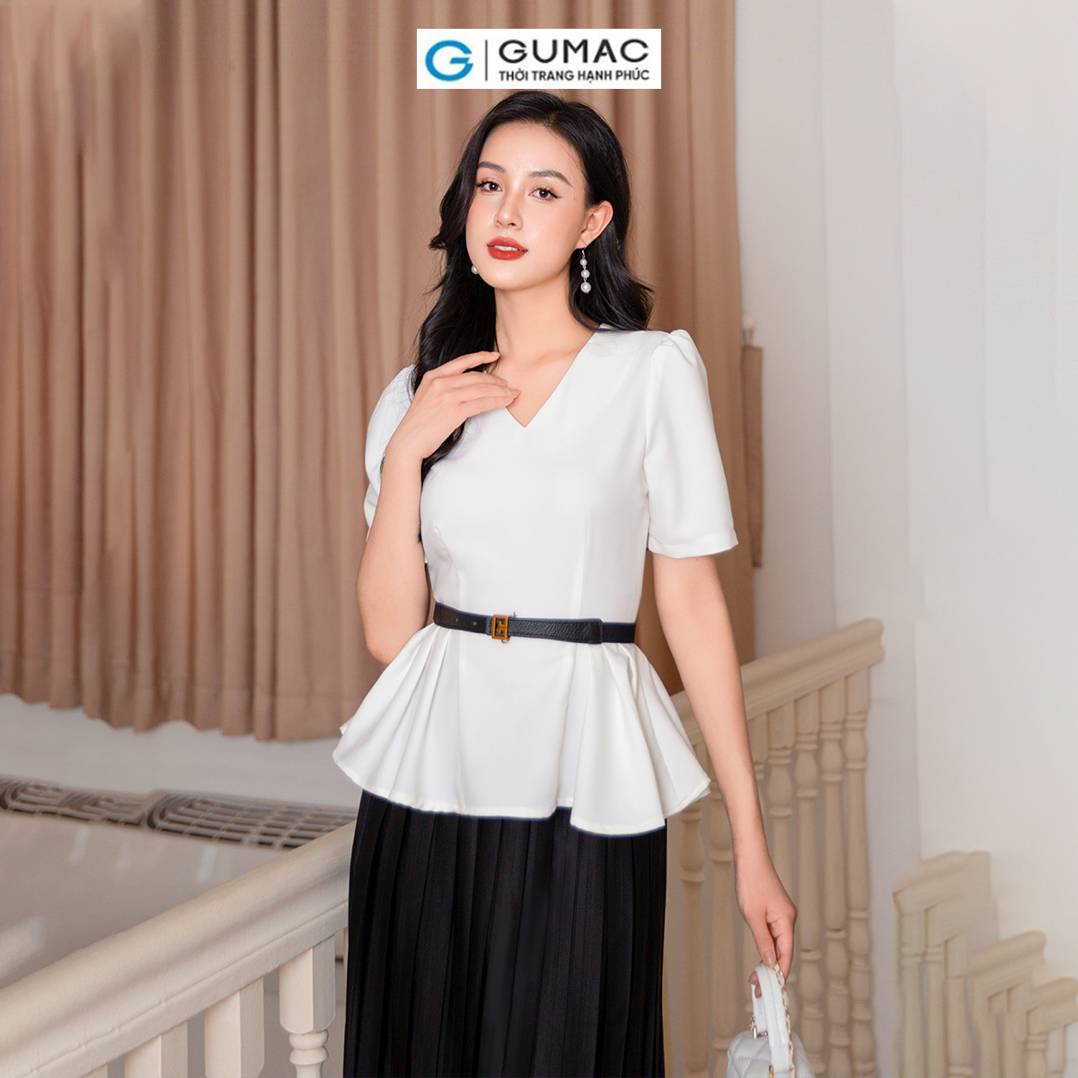Áo peplum phối dây thời trang GUMAC AD10008