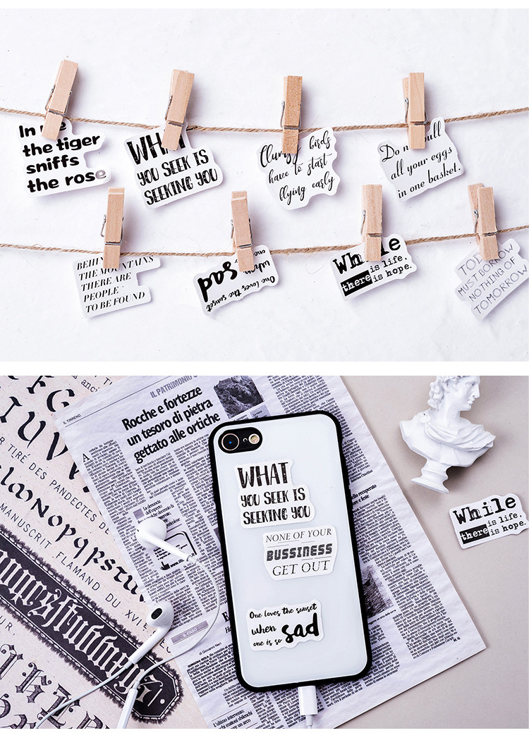 Sticker chủ đề Nhật Báo - Hộp 46 miếng dán trang trí sổ tay Bullet Journal - M061