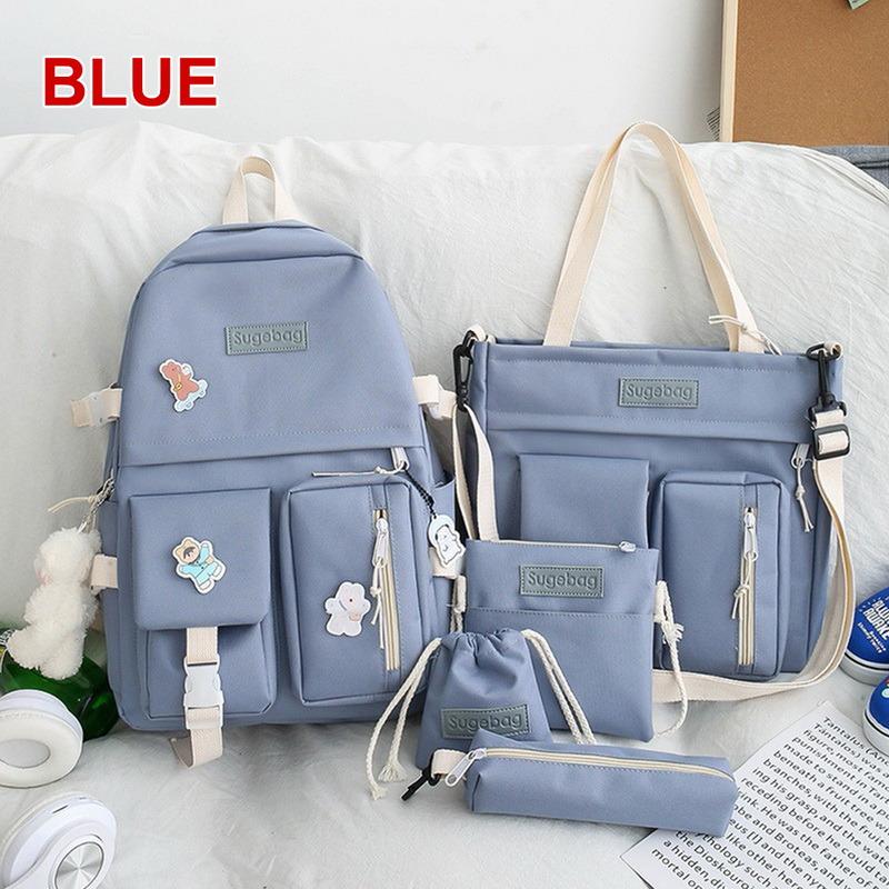 4 Bộ Bông Tai Kẹp Nữ Ba Lô Laptop Vải Bố Trường Túi Cho Bé Gái Đáng Sinh Viên Đại Học Trẻ Em Túi Sách Có Túi 2021