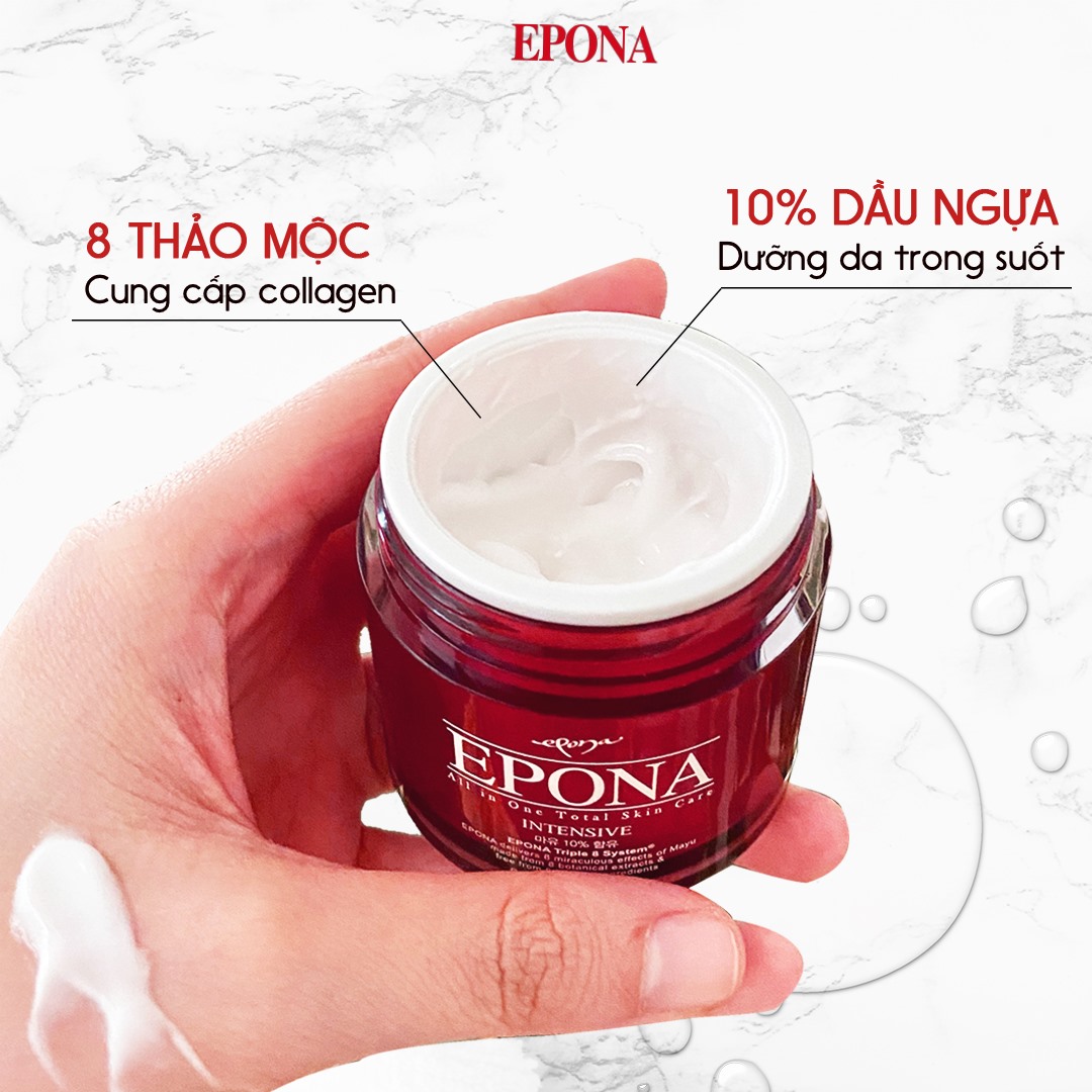 Kem Dưỡng Da Đa Năng Chống Lão Hóa, Làm Sáng Da Từ Dầu Ngựa Epona All In One Total Skin Care Intensive 50ml + Tặng kèm 1 băng đô tai mèo xinh xắn ( màu ngẫu nhiên)