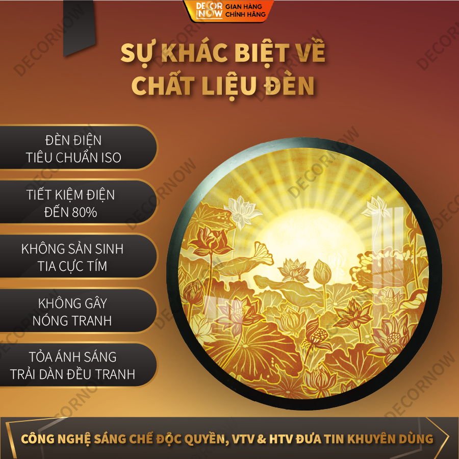Đèn Hào Quang Phật In Tranh Trúc Chỉ DECORNOW 30,40 cm, Trang Trí Ban Thờ, Hào Quang Trúc Chỉ MANDALA DCN-TC23
