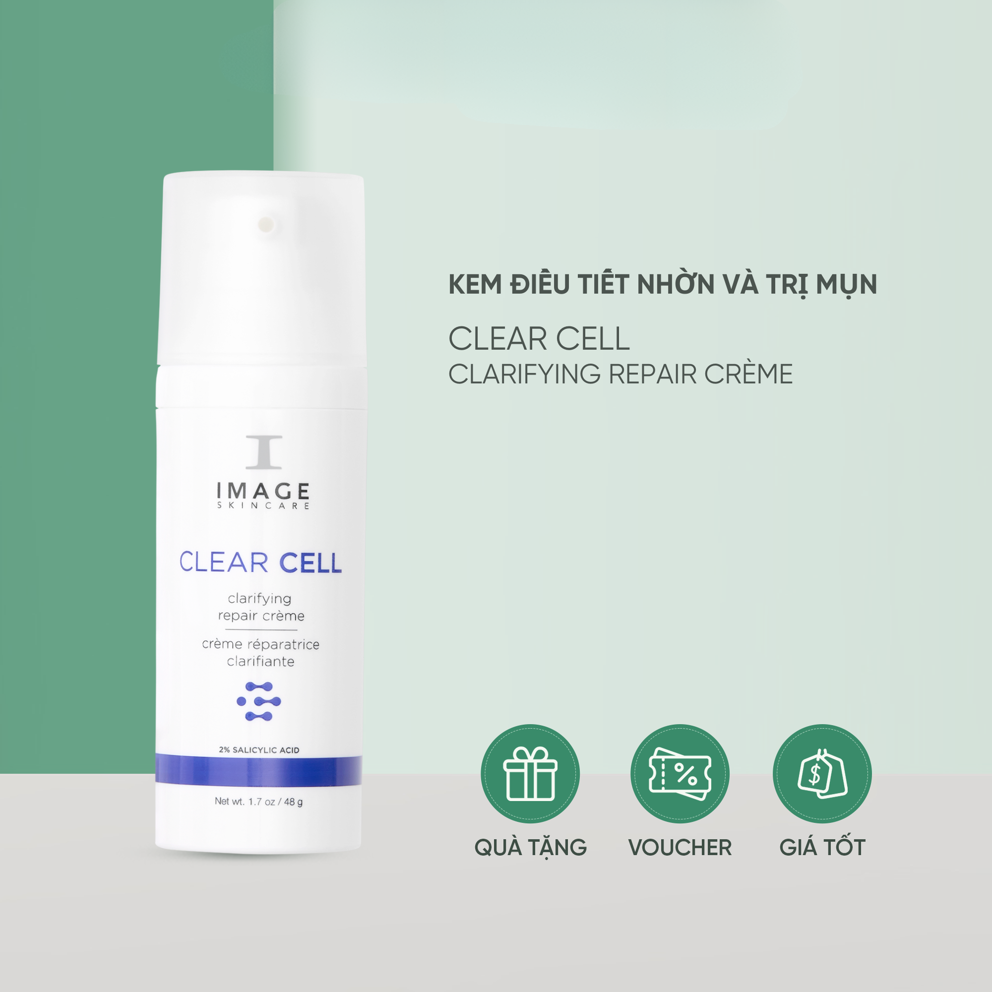 Kem hỗ trợ điều tiết dầu nhờn và kiểm soát mụn - CLEAR CELL Clarifying Repair Crème 48g