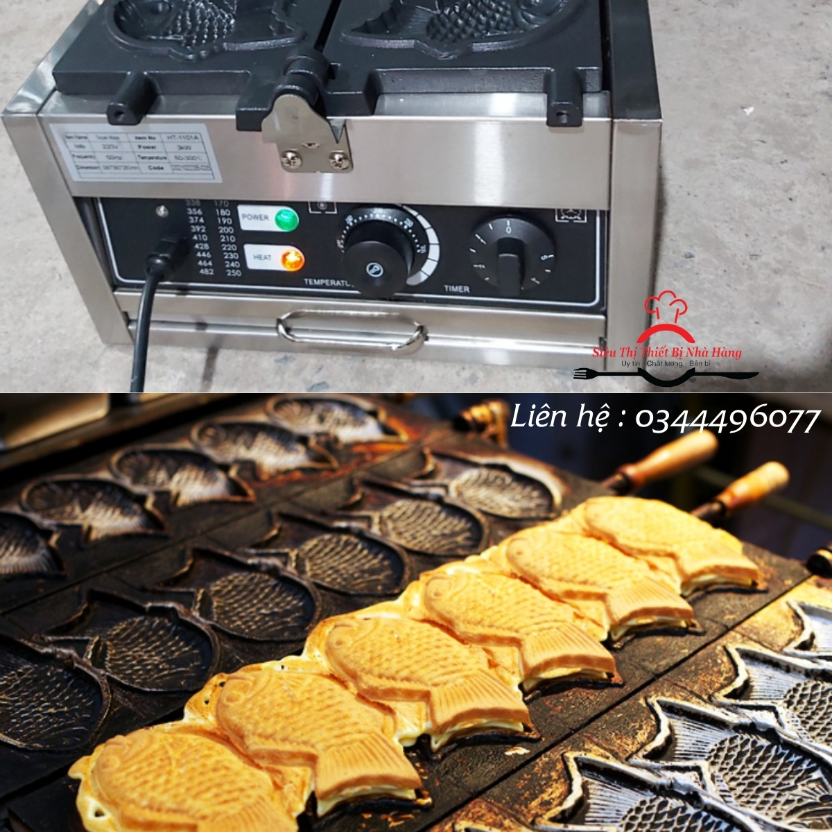 Máy làm bánh cá Nhật Bản TAIYAKI, Máy làm bánh hình con cá 6 con chất lượng