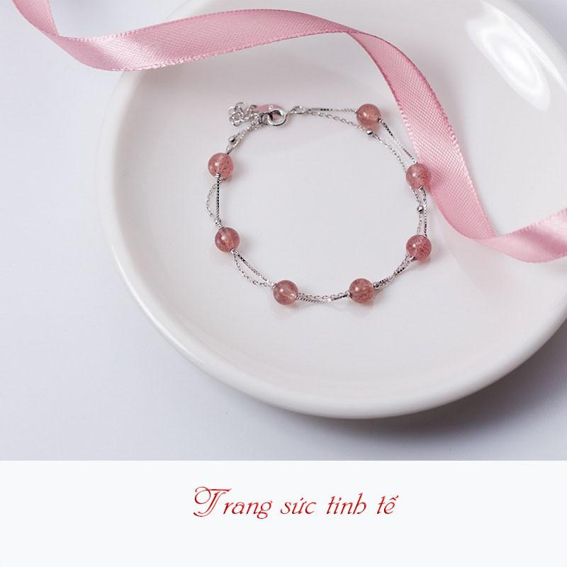 Vòng tay nữ bạc Ý s925 dâu tây 2 lớp S2165 - AROCH Jewelry