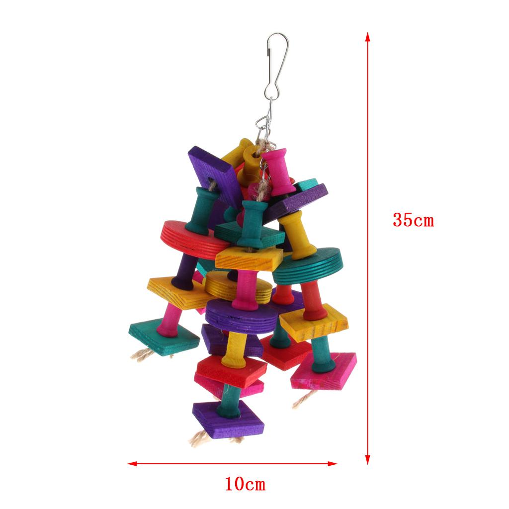 Pet Cage Hanging Toy Natural Wooden Chew Toy for Bird Parrot Hamster Rabbit