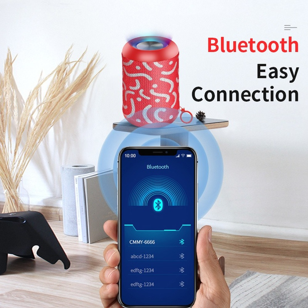 Loa không dây Bluetooth Âm thanh chống nước TWS Kết nối Bluetooth 5.0 Âm thanh vòm Cuộc gọi rảnh tay Thẻ TF Đài FM Loa AUX Màu sắc: Đỏ