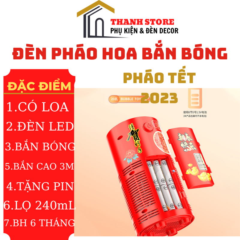 Máy tạo bong bóng phao hoa - đèn bắn bong bóng có loa có led RBG cho lễ hội ngày tết 2023