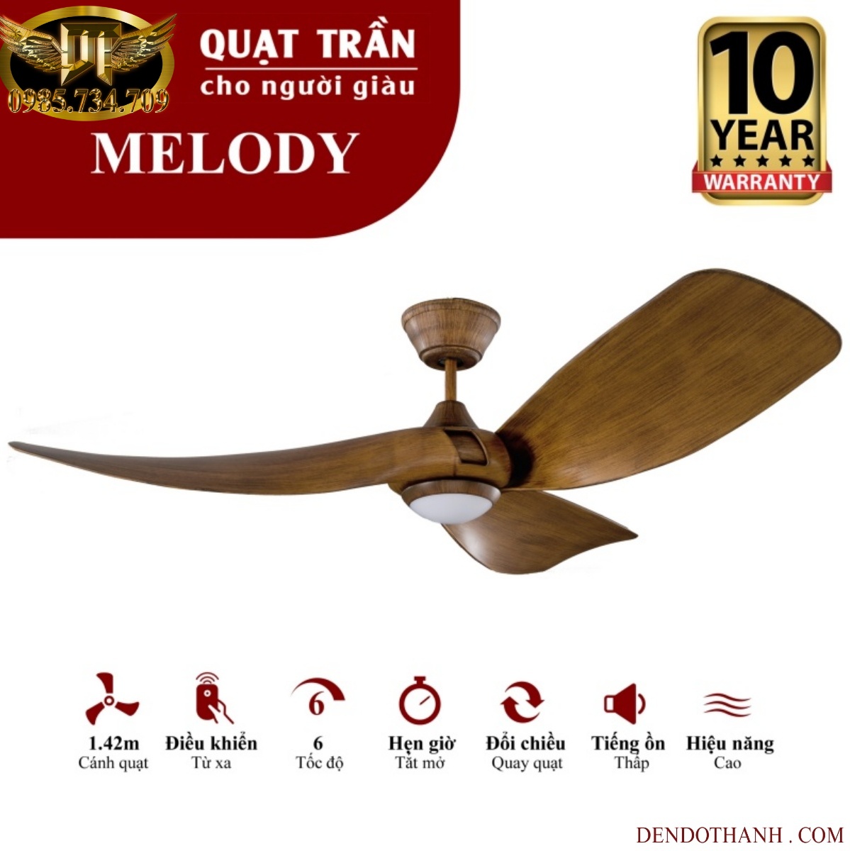 Quạt trần MR VŨ melody vũ điệu của gió quạt trần cho người giàu 3 cánh nghệ thuật QTD