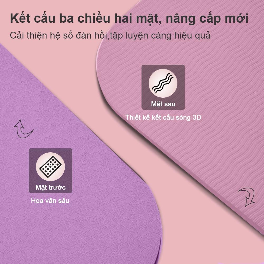 Thảm Tập Yoga Định Tuyến TPE cao cấp tặng kèm túi đựng - 2 Lớp Chống Trượt 8mm