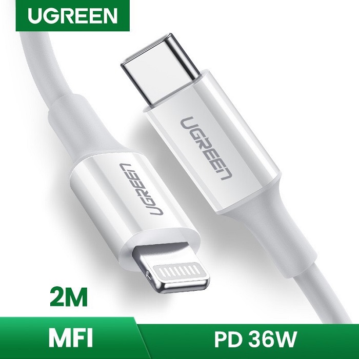 Cáp usb type c ra IPHONE màu trắng 2m Ugreen 60749 US171 Hàng chính hãng