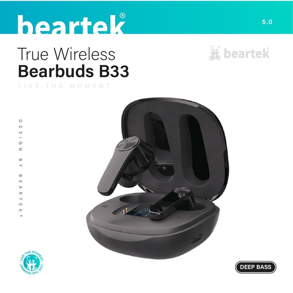 Tai nghe bluetooth không dây Beartek Bearbuds B33 True Wireless màn hình LED thông minh, có định vị, chạm cảm ứng, cửa sổ kết nối – Hàng chính hãng