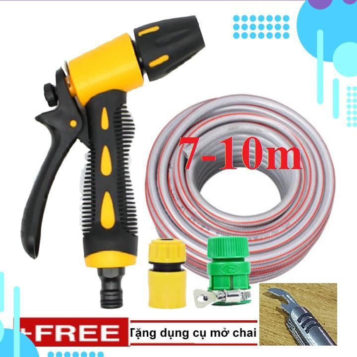 Bộ dây vòi xịt nước rửa xe, tưới cây . tăng áp 3 lần, loại 7m, 10m 206319 cút sập, + tặng mở chai