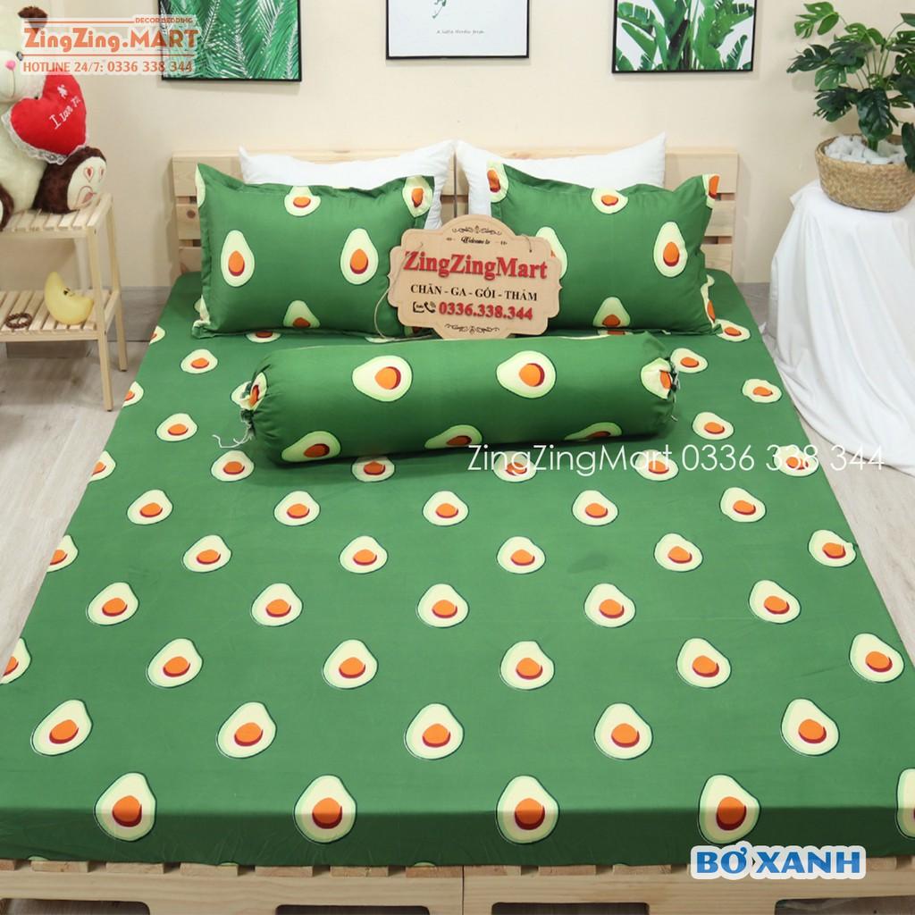 Bộ Ga Gối Poly Cotton Ga trải giường Bơ Xanh | Bộ Drap giường m2/m6/m8/2m2