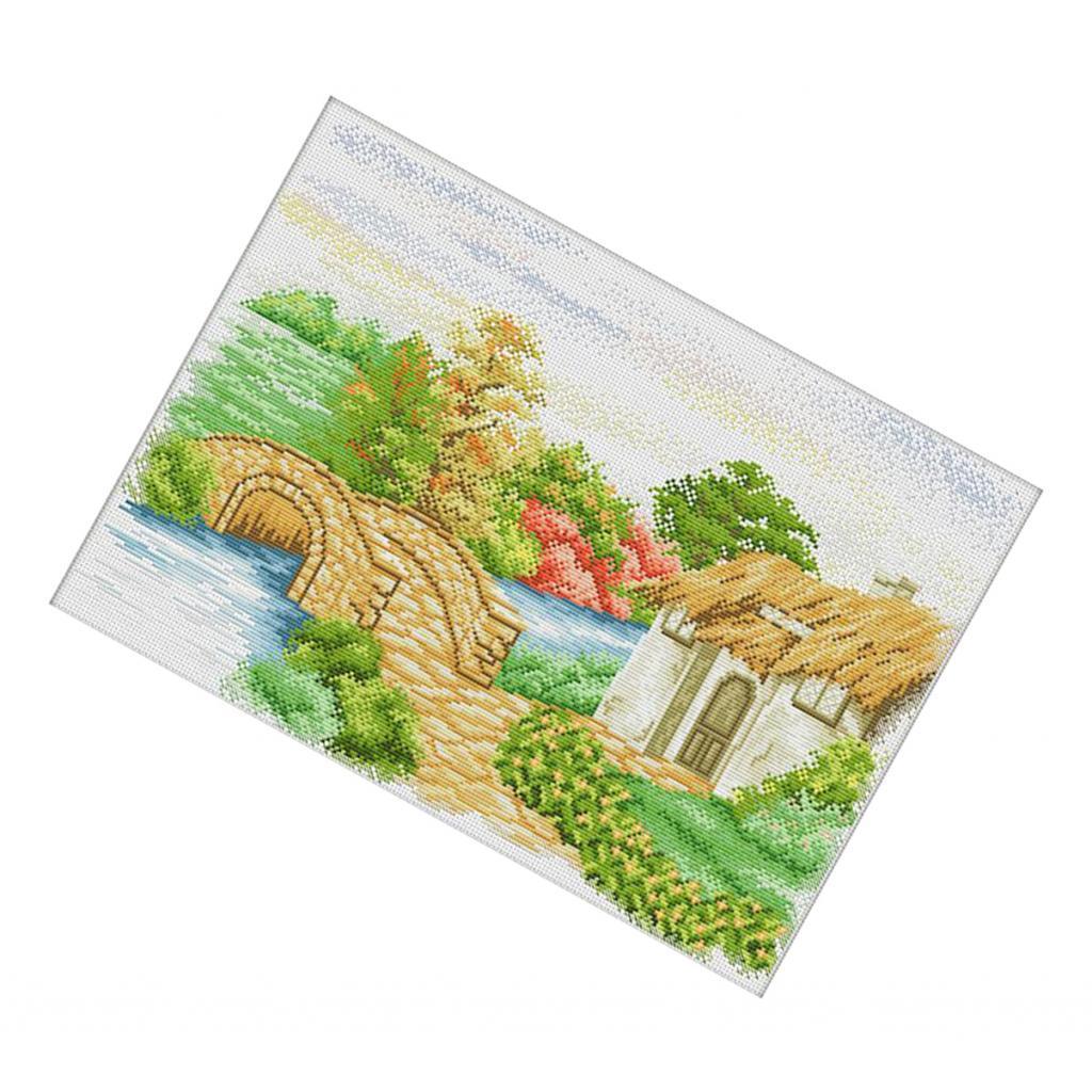 Country Scenes Pattern Stamped Cross Stitch Kit DIY Crafts Home Decor